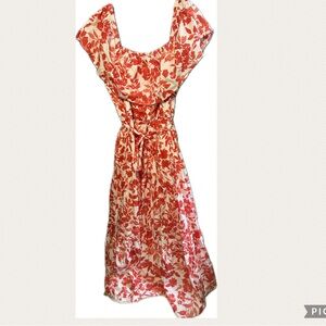 Lane Bryant Red and White Floral Maxi Dress